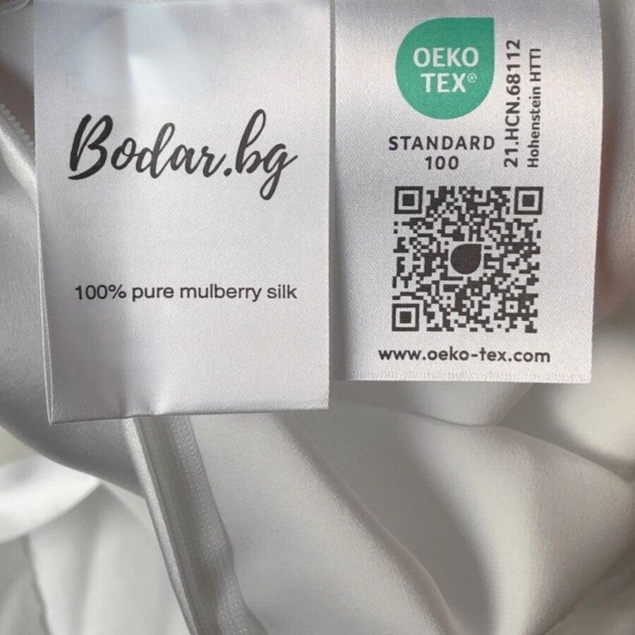 100% Копринен долен чаршаф за спалня - Деликатно сиво - Bodar.bg