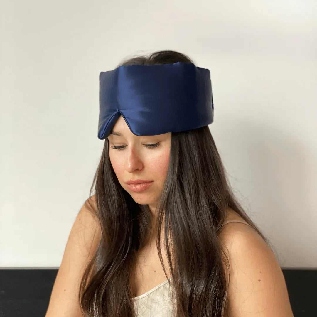 Копринена маска за сън (Grande) - "Морско синьо" - Bodar.bg