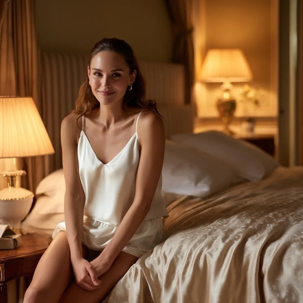 Silk pajamas - two-piece set "Effervescent White" 