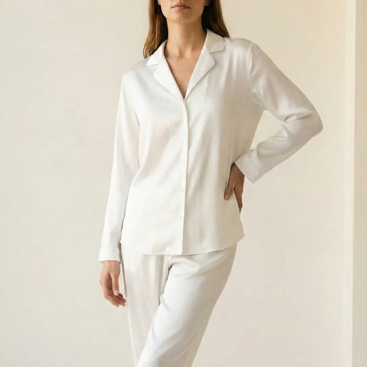 Silk Pyjamas - "Ethereal White"
